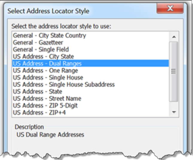 Select Address Locator Style dialog