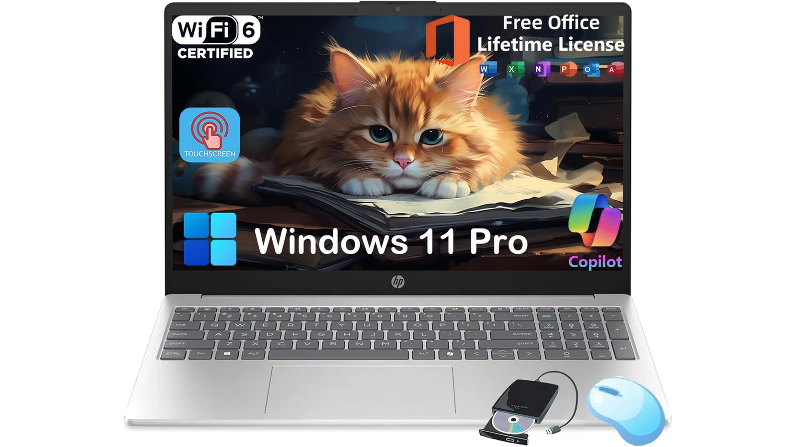 HP Flagship 15.6 Touchscreen Laptop Computer - w/MS Office Lifetime • Intel 13th Gen Core i3 (Up to 4.5GHz) • HD Touch Display • for Business & Student • AI Copilot • Win 11 Pro (32GB RAM | 1TB SSD)
